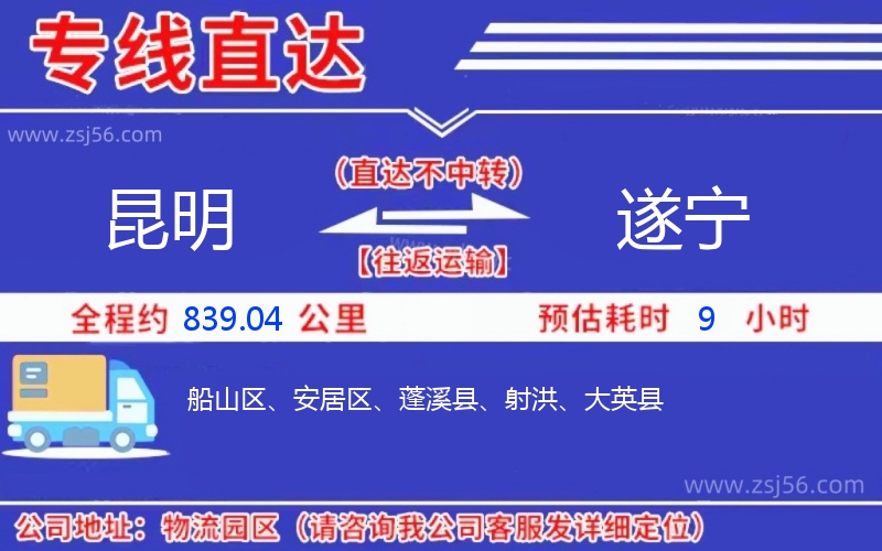 昆明到遂寧物流公司 昆明到遂寧物流公司